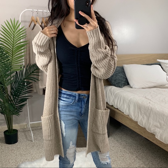 🆕 Melanie - Khaki / Oatmeal Knit Cardigan - Picture 3 of 5